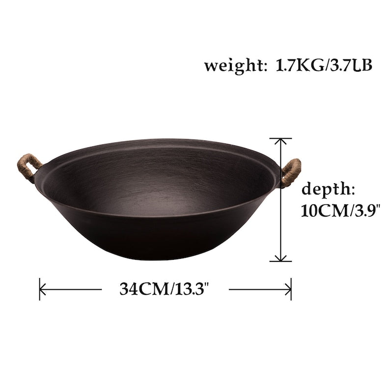 ZhangQiu ZhenSanHuan Chinese Handmade Cast Iron wok no coating no Painting Induction Suitable