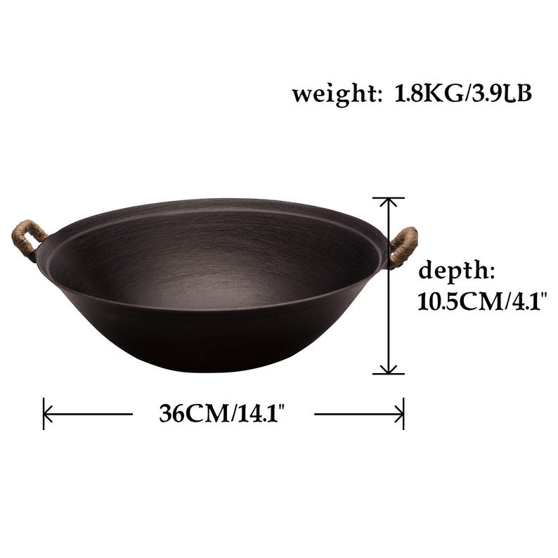 ZhangQiu ZhenSanHuan Chinese Handmade Cast Iron wok no coating no Painting Induction Suitable