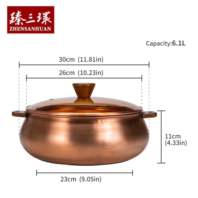 Zhangqiu ZhenSanHuan Chinese Traditional old fashioned Copper Hot Pot