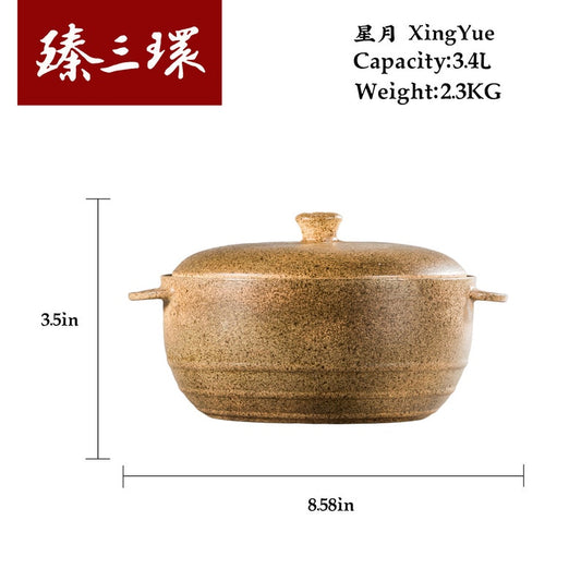ZhenSanHuan Handmade Earthenware Clay Pot Casserole