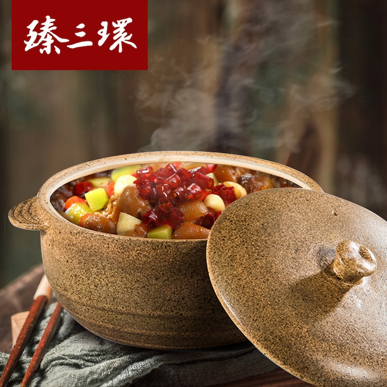 ZhenSanHuan Handmade Earthenware Clay Pot Casserole