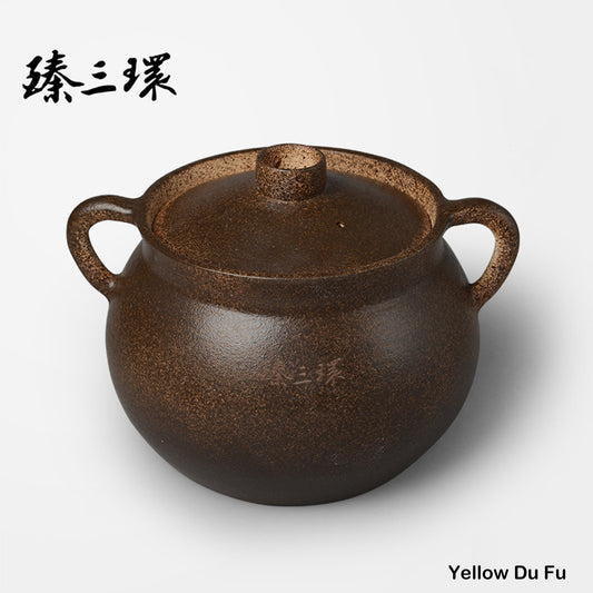 ZhangQiu ZhenSanHuan Chinese Handmade Clay Pot Casserole, no coating, 3.5L, porridge, soup, stew